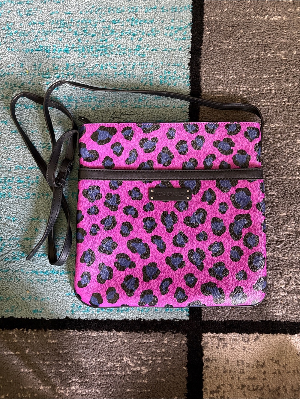 Vera Bradley Purple Cheetah Print Leather Crossbody Bag